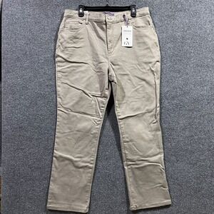 Gloria Vanderbilt Amanda Jeans Women 18S Khaki Denim Cotton Stretch Straight Leg